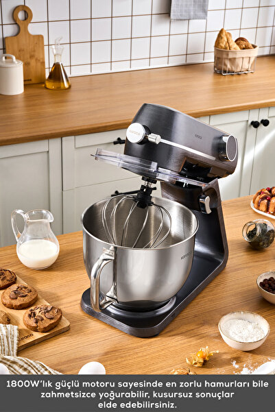 Karaca Multichef Artisan Digital Ekran 7 Litre Döküm Stand Mikser Brushed Gun Grey 1800W