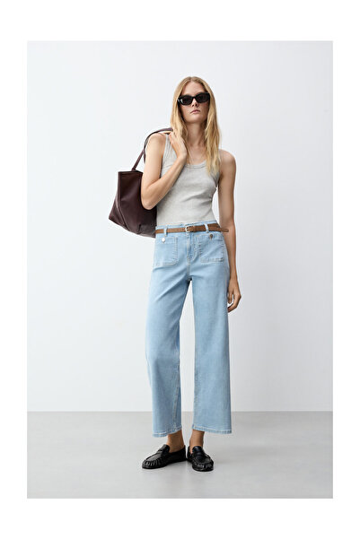 LEFTIES Női egyenes szabású farmernadrág foltzsebekkel