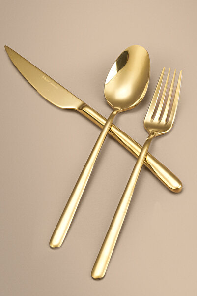 Hisar Bahama 18 Piece Fork Spoon Knife Set Titanium Gold