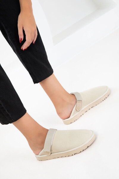 SOHO Beige Suede Women's Slippers 20882