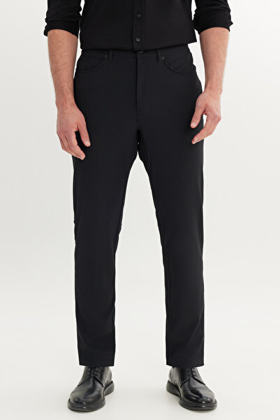 ALTINYILDIZ CLASSICS Pantaloni de costum negri slim fit pentru bărbați, cu buzunare