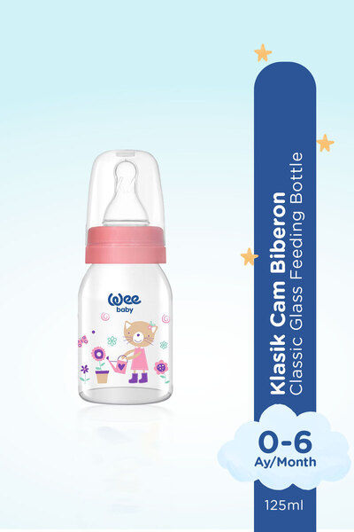 Wee Baby Classic Glass Baby Bottle 125 ml Pink
