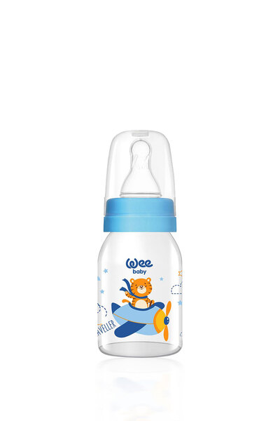 Wee Baby Classic Glass Baby Bottle 125 ml Blue