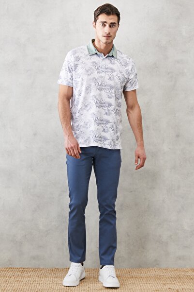 ALTINYILDIZ CLASSICS Ανδρικό ευέλικτο παντελόνι Petrol Slim Fit Slim Fit Dobby 5 Pocket