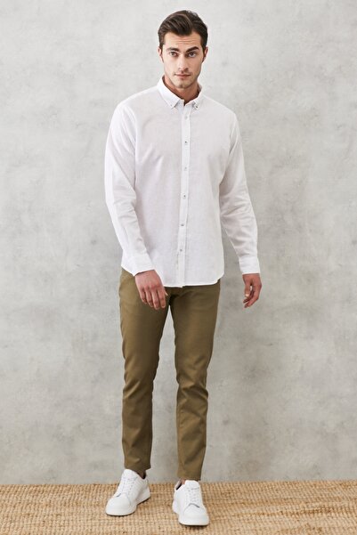 ALTINYILDIZ CLASSICS Erkek Yeşil Slim Fit Dar Kesim Armürlü 5 Cepli Casual Esnek Pantolon
