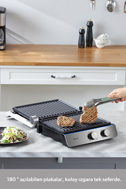 HOMEND Grilliant 1344h Inox Gövdeli, Döküm Çıkarılabilir Plakalı Tost Ve Izgara Makinesi