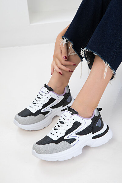 SOHO White-Black-Lilac Women's Sneaker 20834