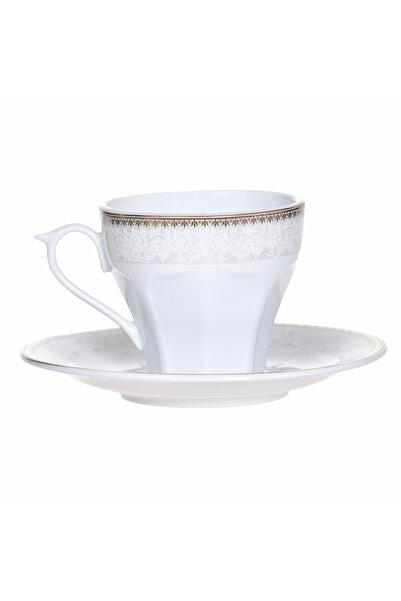Eljado Dinova Mahana Coffee Set, 12 Pieces, Porcelain with Gold-Trimmed Edges, 150 Ml.