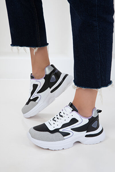 SOHO White-Black-Lilac Women's Sneaker 20834