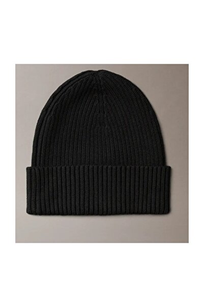 Calvin Klein Logolu Pamuk ve Kaşmir Karışımlı Örme Bere LV04D8053GUB1 Erkek BERE LV04D8053G UB1