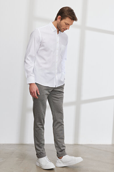 AC&Co / Altınyıldız Classics Erkek Bej Slim Fit Dar Kesim Kuşgözü Desenli Beli Bağlamalı Jogger Pantolon