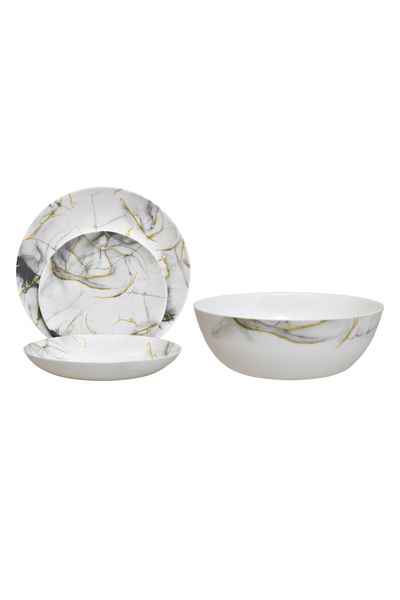 Dinova Dinova Décor Gray Dinnerware Set, Opal, 19 Pieces