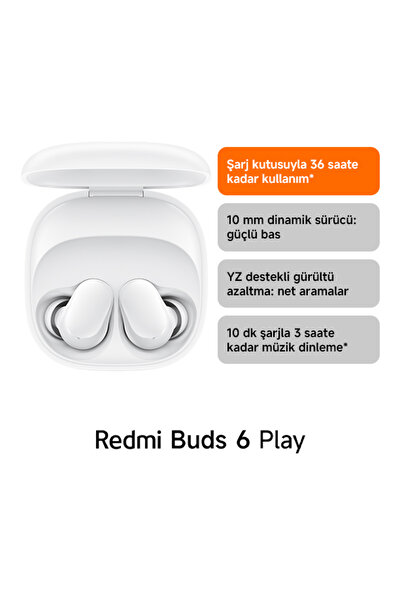 Xiaomi Redmi Buds 6 Play - Beyaz Kulakiçi Kulaklık TWS(Xiaomi Türkiye Garantili)