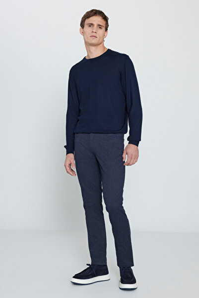 ALTINYILDIZ CLASSICS Ανδρικό ελαστικό βαμβακερό παντελόνι με λεπτή εφαρμογή Navy Blue