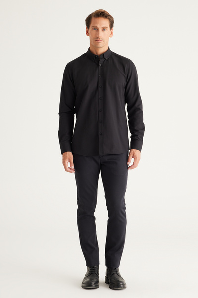 ALTINYILDIZ CLASSICS Чоловічі антрацитові еластичні брюки Slim Fit з бавовни - з боковими кишенями