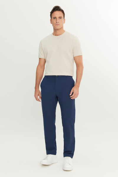 ALTINYILDIZ CLASSICS Men's Navy Blue 360 All-Way Stretch Slim Fit Slim Fit Side Pocket Trousers