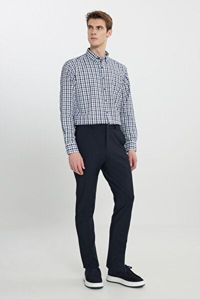 ALTINYILDIZ CLASSICS Ανδρικό παντελόνι με μπλέ Navy Slim Fit με λεπτή εφαρμογή με πλαϊνή τσέπη με δεμένη μέση