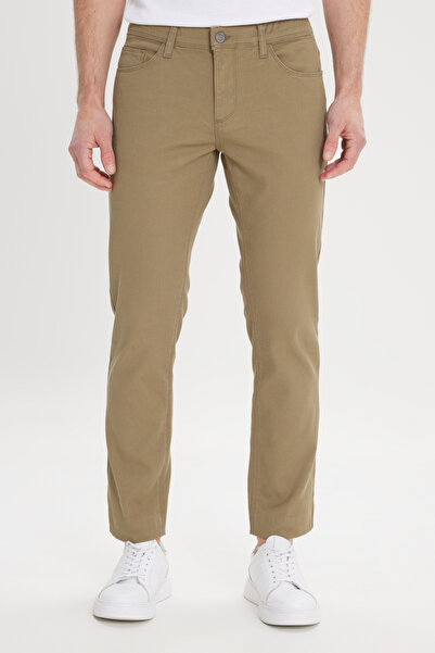 AC&Co / Altınyıldız Classics Green Slim Fit Men's Trousers - 5 Pockets, Stretch and Dobby
