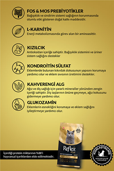 Reflex Plus Hipoalerjenik British Shorthair Yetişkin Kedi Maması 1,5kg