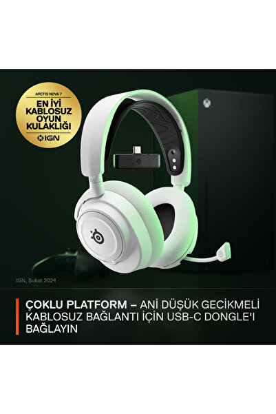 SteelSeries Arctis Nova 7X Mikrofonlu Beyaz Kablosuz Gaming (Oyuncu) Kulaklık