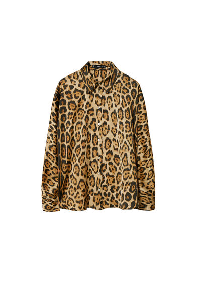 MANGO Woman Leopar Desenli Kadın Gömlek  37068259