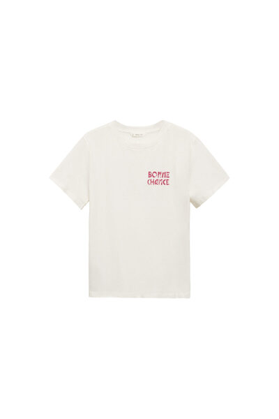 MANGO Εκρού γυναικείο μπλουζάκι 77006752