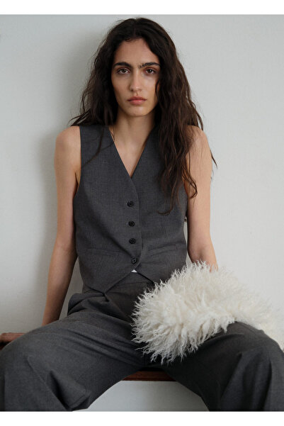 MANGO Gri Kadın Yelek 87084801