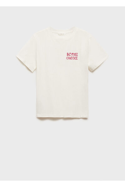 MANGO Εκρού γυναικείο μπλουζάκι 77006752