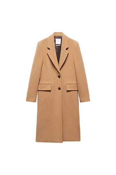 MANGO Γυναικείο παλτό Dark Camel 57058275