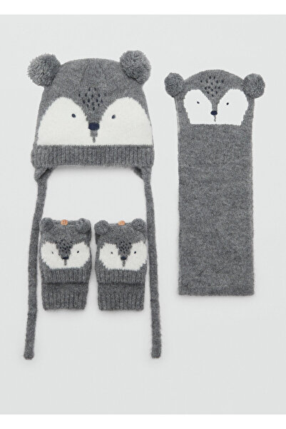 MANGO Gri Kız Bebek Şapka 77045990