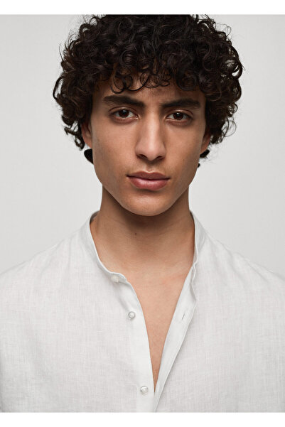 MANGO Λευκό ανδρικό πουκάμισο 77120342