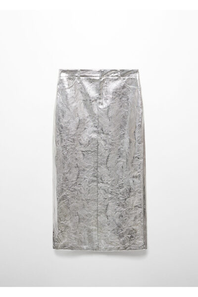 MANGO Woman Metalik Midi Etek