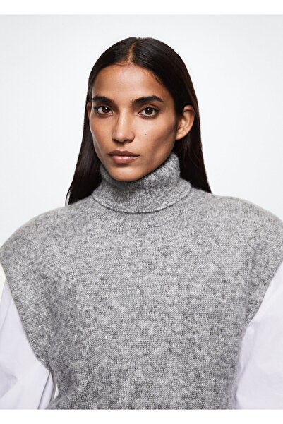 MANGO Açık Gri Kadın Yelek 47041305