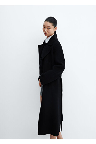 MANGO Woman El yapımı kemerli yün palto