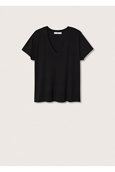 MANGO Woman Черна дамска тениска 37040356