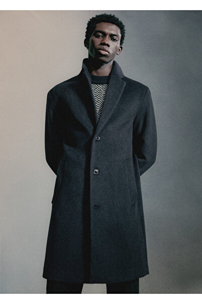 MANGO Man Kömür Rengi Erkek Yetişkin Palto 47040001