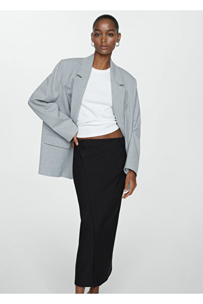 MANGO Woman Wrapped Cut Midi Skirt