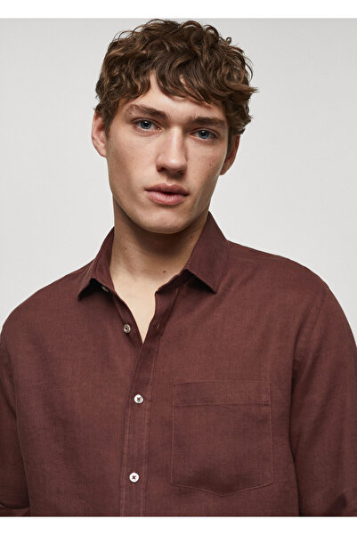 MANGO Woman Ανδρικό πουκάμισο μπορντό 67045982