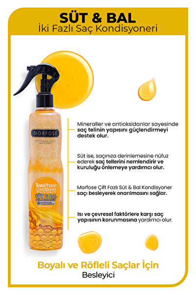 Morfose Boyalı ve Röfleli Saçlar İçin Çift Fazlı Süt & Bal Fön Suyu 400 ml