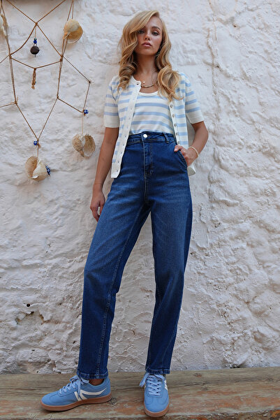 Trend Alaçatı Stili Women's Blue Baggy Fit Balloon Cut Jeans Alc-X14476