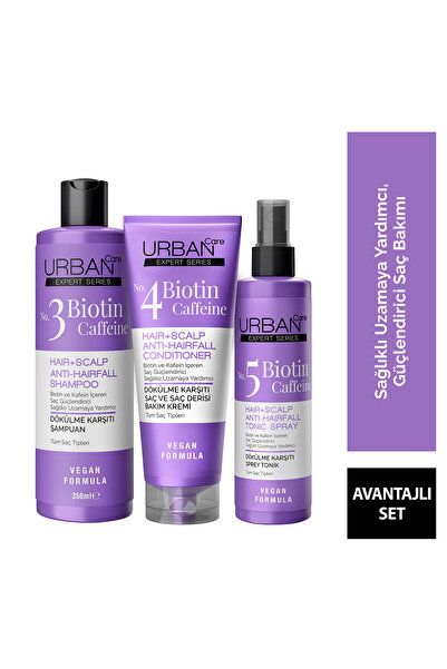 Urban Care Expert Biotin ve Kafein Dökülme Karşıtı Tonik&Şampuan&Krem Set-vegan