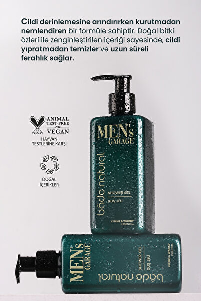 Bade Natural Men's Garage Duş Jeli Arındırıcı ve Canlandırıcı 300 ml