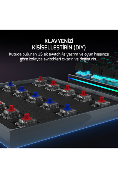 GamePower Calypso V2 RGB Optik Su ve Toza Dayanıklı Mekanik Red Switch USB DIY Gaming Klavye