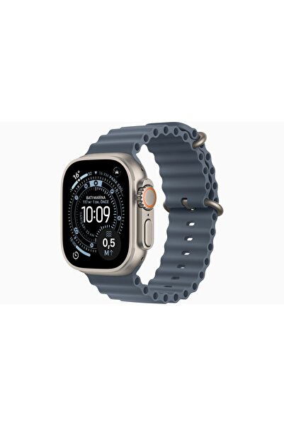 Apple Watch Ultra 3 GPS + Cellular, 49 mm Natürel Titanyum Kasa ve Demir Mavisi Ocean Kordon