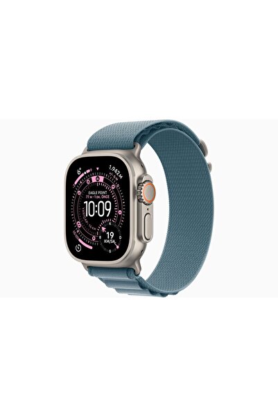 Apple Watch Ultra 3 GPS + Cellular, 49 mm Natürel Titanyum Kasa ve Açık Mavi Alpine Loop - Büyük Boy