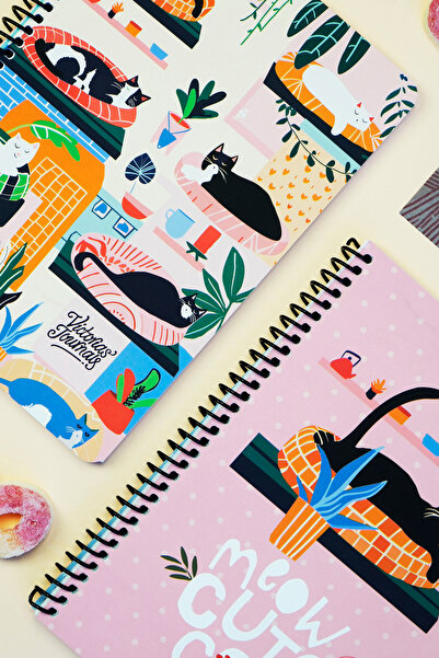 Victoria's Journals A5 Spiral School Notebook Set of 2 – Checkered, Soft Touch Cover