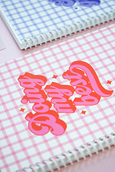 Victoria's Journals A4 Spiral School Notebook Set of 2 – Checkered, Soft Touch Cover