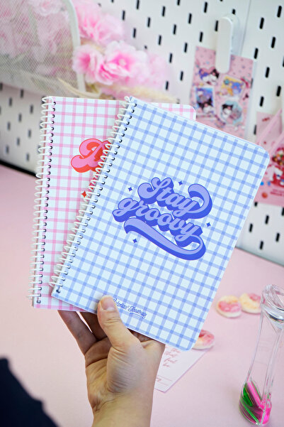 Victoria's Journals A5 Spiral School Notebook Set of 2 – Checkered, Soft Touch Cover