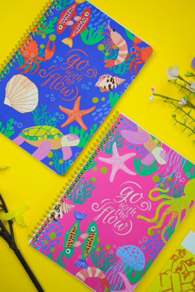 Victoria's Journals A5 Spiral School Notebook Set of 2 – Checkered, Soft Touch Cover