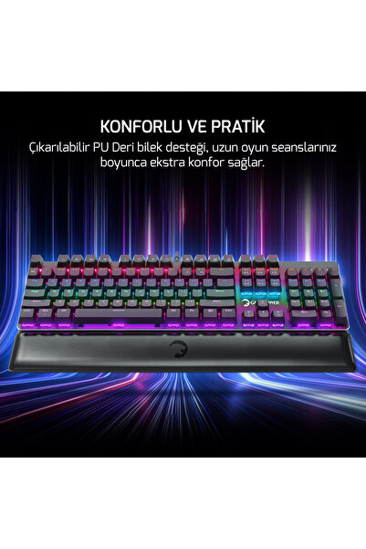 GamePower Ogre Rainbow 60M Blue Switch Türkçe Q USB Mekanik Gaming Klavye - 3 Yıl Garantili
